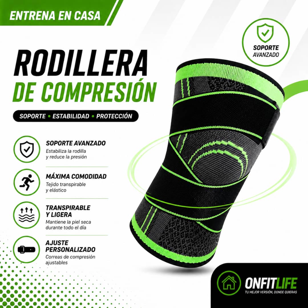 Rodillera Estabilizadora de Compresión 360° para Entrenamiento Pesado